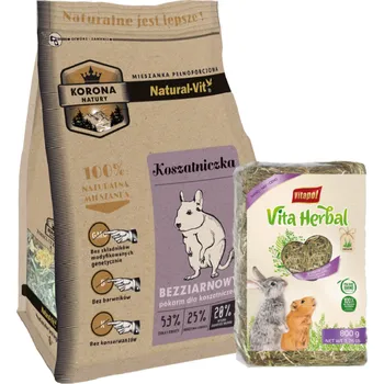 Krmivo pro hlodavce KORONA NATURY Natural-Vit krmivo pro košenila750g + Seno 800g