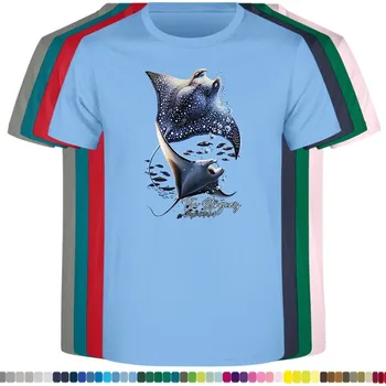 detske-levne-bavlnene-tricko-potisk-rejnok-morsky-svet Barva: Sky blue - nebesky modrá, Dětská bavlněná trička JHK: L