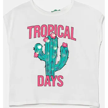 Chlapecké tričko Dětské bavlněné tričko United Colors of Benetton 3I1XC10P0.G.Seasonal bílá 00X, vel. 140