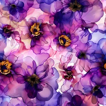 Úplet, Fialové pavučinkové květy (E) (Top kvalitní úplet Bella digitisk)