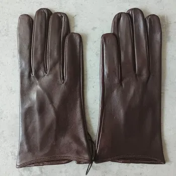 Rukavice Krátké kožené rukavice pro dámy Barva: Hnědá, Velikost: 7