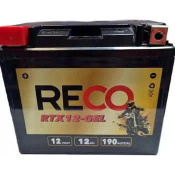 Motobaterie Motocyklová Akumulátor RECO RTX12-GEL YTX12-BS 12V 12Ah 190A FTX12