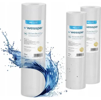 vodní filtr Předfiltr pěnový 10" filtrační vložka 5 mikronů PP5 Wessper 3 ks
