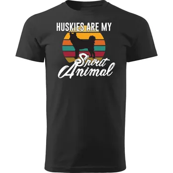 Pánské tričko Grooters Tričko pro pejskaře - Huskies Barva: Černá, Velikost: S
