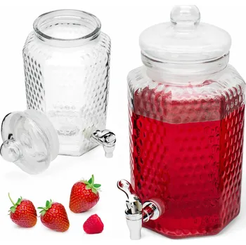 Sklenice Sklenice s kohoutkem 4L na limonádu SUD s víčkem na limonádu, džus