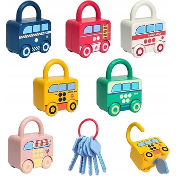 autíčko AUTÍČKA SE ZÁMEČKY A KLÍČI, AUTA - PÁROVÁNÍ KLÍČŮ, SADA 6 AUTÍČEK