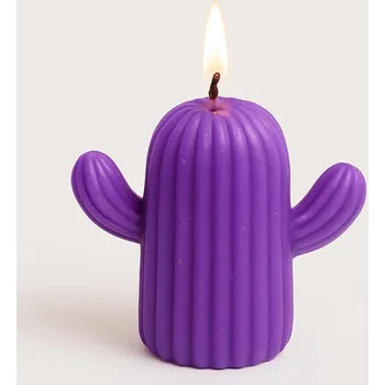 Svíčka Vonná svíčka Kaktus | 55 g | Svíčkománie3D | Barva: Fialová