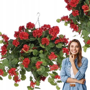 umělá květina Umělá Pelargonie Popínavá Girlanda Květiny na Balkon - červená