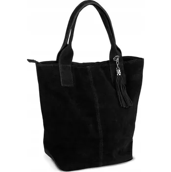 Kabelka Vera Pelle shopper kabelka z pravé semišové kůže šedá