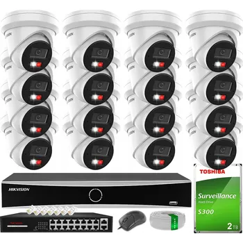 IP kamera Monitorovací systém 16x 6MPx kamera s AcuSense analýzou, hybridní, 2TB disk Hikvision