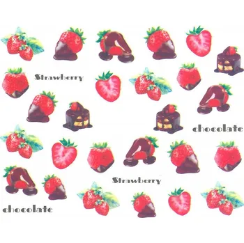 Samolepky na nehty s akvarelovými vzory, barevné ovoce Jahody BN-832