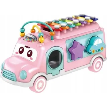 Hračka pro nejmenší Vkládačka autobus s xylofonem - růžový