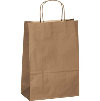 Dárková taška Taška papírová 240 x 110 x 330 mm s krouceným uchem - hnědá