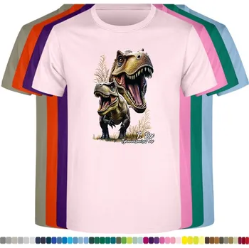 Dívčí tričko detske-levne-bavlnene-tricko-potisk-t-rex-dino-atlas Barva: Pink - růžová, Dětská bavlněná trička JHK: M