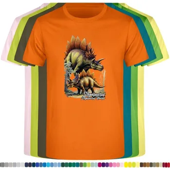 detske-levne-bavlnene-tricko-potisk-stegosaurus-dino-atlas Barva: Orange - oranžová, Dětská bavlněná trička JHK: S