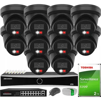 IP kamera Monitorovací sada 10x Kamera ČERNÁ 6MPx s AcuSense Hybrid + Disk 2TB Hikvision