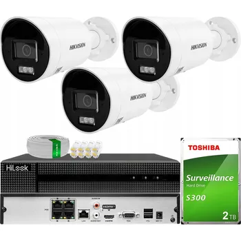 Bezpečnostní kamera Sada pro monitoring HiLook DS-2CD2063G2-LI2U(x3) + NVR-4CH-5MP/4P + 2TB