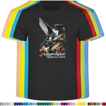 Dívčí tričko detske-levne-bavlnene-tricko-potisk-kolibrik-rubinohrdly Barva: Black -černá, Dětská bavlněná trička JHK: L