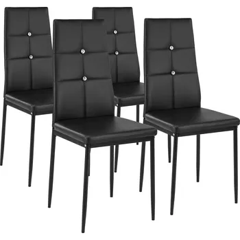 Jídelní set TecTake GmbH 402545 jídelní židle, ozdobné kamínky - černá,sada 4 kusů