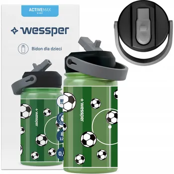 Láhev LAHEV PRO DĚTI Termohrnek Lahev Na Pití se slámkou Wessper Fotbalový míč 410 ml