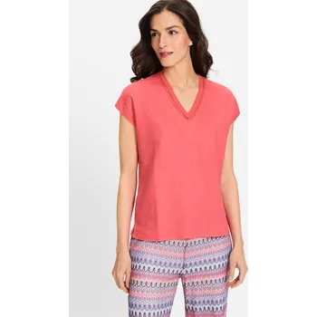 Dámské tričko Olsen dámské triko s výstřihem do V 11105118/20250 Malinová 42