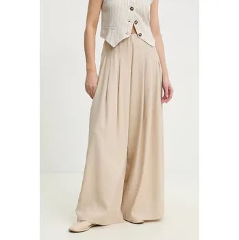 Dámské kalhoty Kalhoty Answear.LAB dámské, béžová barva, široké, high waist MR21770.hms 80X, vel. XL