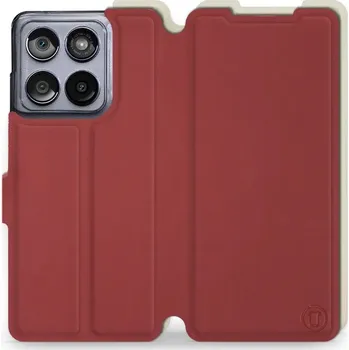 Pouzdro na mobilní telefon Flipové pouzdro Mobiwear Semiš - Motorola Edge 60 Fusion - Cihlové & Béžové (Knížkové semišové flip pouzdro, obal, kryt na mobil Motorola Edge 60 Fusion - Cihlové & Béžové, materiál semiš + TPU, ochrana 360°, stojánek, silikonová vanička, magnetické)