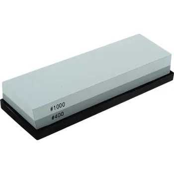 Oboustranný brousek na nože 400/1000 grit bílý korund s protiskluzovou podložkou brusný kámen na kuchyňské nářadí i dřevořezbu