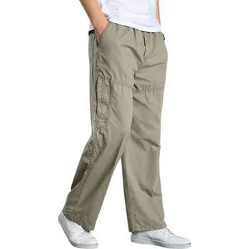 Pánské kalhoty Pánské letní bavlněné cargo kalhoty Pracovní volnočasové kalhoty s kapsami Jarní kalhoty pro muže Pohodlné outdoorové kalhoty šedá S