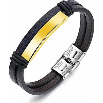 Náramek Nefertitis Pánský kožený náramek Open Sky Elegance zlatý dekor obvod cca 20,5 cm