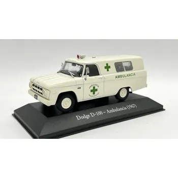 autíčko SALVAT Dodge D-100 Ambulancia 1:43 - časopis s modelem Dodge D200 Lineas Aereas del Estado - 1972 - kovový model auta