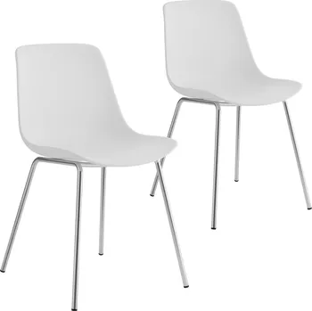 Jídelní set TecTake GmbH 405433 plastové židle mave, ergonomické, 120 kg - bílá/chromová,sada 2 kusů