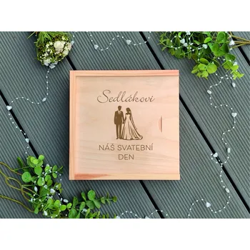 Dárková krabička Dřevěná krabička na svatební fotografie malá 3 - D-decor
