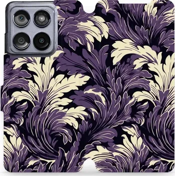 Pouzdro na mobilní telefon Flipové pouzdro Mobiwear - Motorola Edge 60 Fusion - VA46S Fialové rostliny (Knížkové flip pouzdro, obal, kryt na mobil Motorola Edge 60 Fusion - VA46S Fialové rostliny, materiál Umělá kůže + TPU - ochrana 360°, stojánek, silikonová vanička, magnetické)