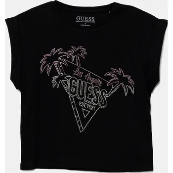Chlapecké tričko Dětské bavlněné tričko Guess černá barva, J5GI32 K8HM4 J5GI32.K8HM4.PPYA 99X, vel. 136-146