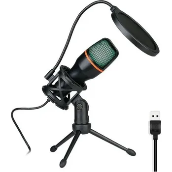 Mikrofon Stolní USB mikrofon s RGB podsvícením pro počítač a notebook Směrový snímač Otočný stojan Filtr proti hluku