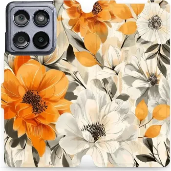 Pouzdro na mobilní telefon Flipové pouzdro Mobiwear - Motorola Edge 60 Fusion - VP75S Podzimní květy (Knížkové flip pouzdro, obal, kryt na mobil Motorola Edge 60 Fusion - VP75S Podzimní květy, materiál Umělá kůže + TPU - ochrana 360°, stojánek, silikonová vanička, magnetické zavírá