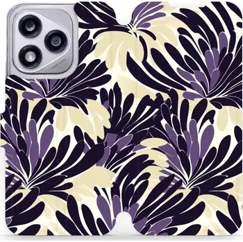 Pouzdro na mobilní telefon Flipové pouzdro Mobiwear - Honor 400 Lite 5G - VA47S Fialová flóra (Knížkové flip pouzdro, obal, kryt na mobil Honor 400 Lite 5G - VA47S Fialová flóra, materiál Umělá kůže + TPU - ochrana 360°, stojánek, silikonová vanička, magnetické zavírání)