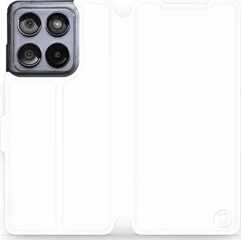 Pouzdro na mobilní telefon Flipové pouzdro Mobiwear - Motorola Edge 60 Fusion - Bílé a šedé (Knížkové flip pouzdro, obal, kryt na mobil Motorola Edge 60 Fusion - Bílé a šedé, materiál Umělá kůže + TPU - ochrana 360°, stojánek, silikonová vanička, magnetické zavírání)