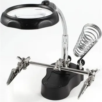 Páječka Stojan třetí ruka s lupou pro pájení Krokosvorky na uchycení dílů Držák na páječku Zvětšovací sklo s ohebným ramenem