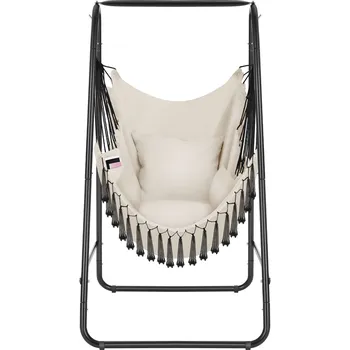 Houpací síť TecTake GmbH 405393 závěsné křeslo alison, boho styl, nosnost 160kg - béžová