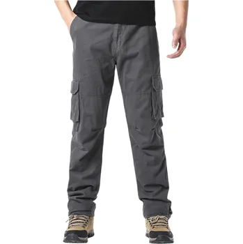 Pánské kalhoty Pánské bavlněné volné kalhoty Outdoorové taktické kalhoty s elastickým pasem Velké kapsy Pracovní kalhoty Pohodlné pánské oblečení šedá S