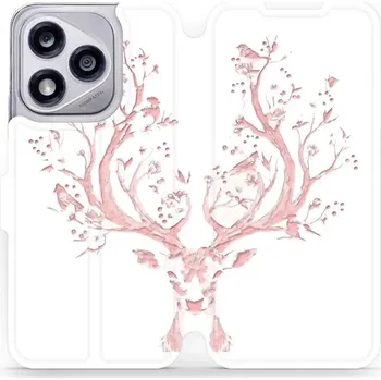 Pouzdro na mobilní telefon Flipové pouzdro Mobiwear - Honor 400 Lite 5G - M007S Růžový jelínek (Knížkové flip pouzdro, obal, kryt na mobil Honor 400 Lite 5G - M007S Růžový jelínek, materiál Umělá kůže + TPU - ochrana 360°, stojánek, silikonová vanička, magnetické zavírání)