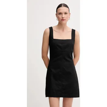 Dámské šaty Šaty s příměsí lnu Calvin Klein Jeans černá barva, mini, přiléhavé, J20J225277 99X, vel. XS