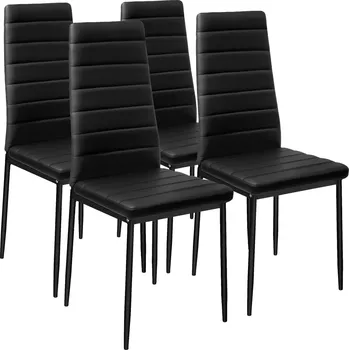 Jídelní set TecTake GmbH 401843 jídelní židle, syntetická kůže - černá,sada 4 kusů