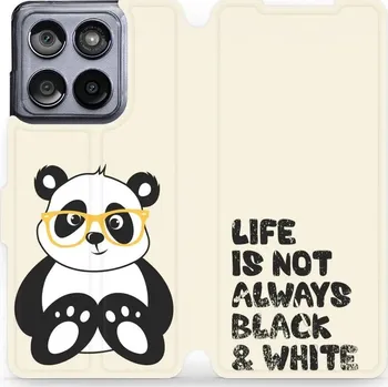 Pouzdro na mobilní telefon Flipové pouzdro Mobiwear - Motorola Edge 60 Fusion - M041S Panda - life is not (Knížkové flip pouzdro, obal, kryt na mobil Motorola Edge 60 Fusion - M041S Panda - life is not, materiál Umělá kůže + TPU - ochrana 360°, stojánek, silikonová vanička,)