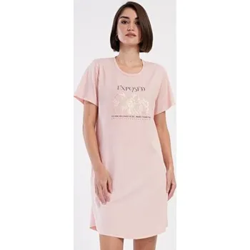 Dámské šaty Dámské domácí šaty s krátkým rukávem Vienetta Secret Michaela světle lososová 3XL