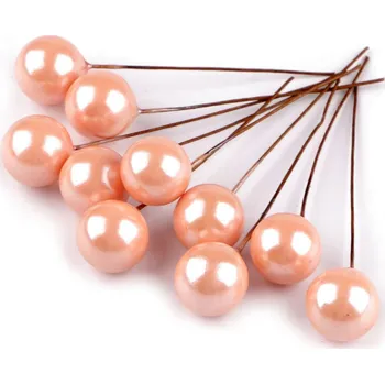 umělá květina Kuličky / bobule na drátku ke tvoření Ø1,5 cm, barva 6 lososová světlá