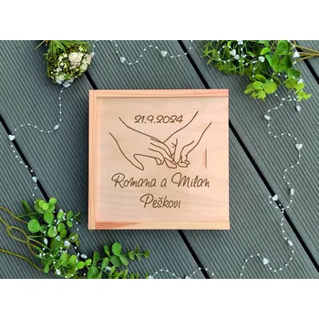 Dárková krabička Dřevěná krabička na svatební fotografie malá 8 - D-decor