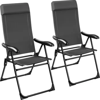 TecTake GmbH 405588 skládací kempinková židle müritz s opěrkou hlavy, hliník - sada 2 kusů